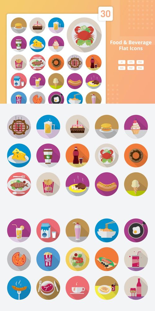 美食與飲品的平面圖標設計 提升網頁設計美感的必備素材